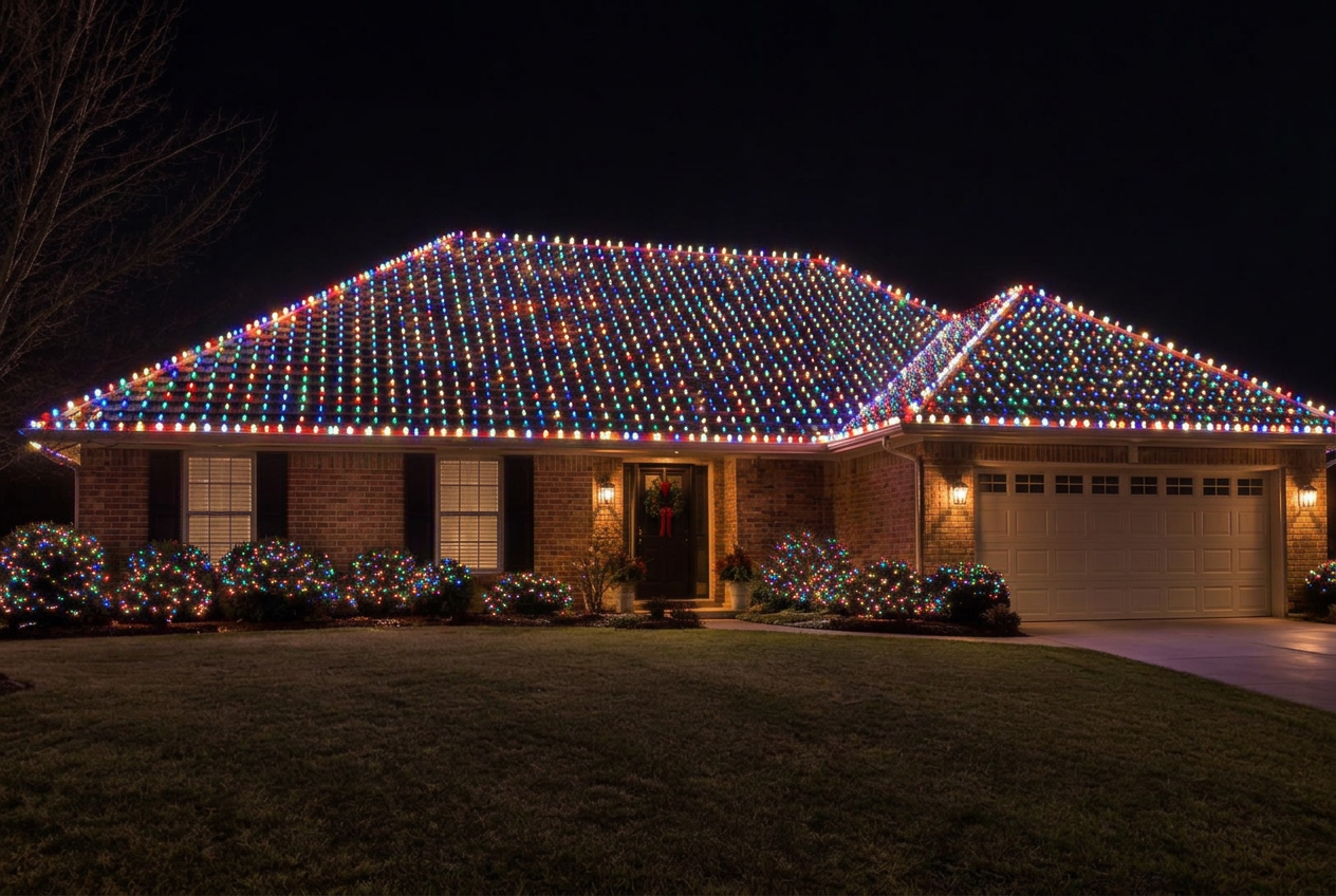 Entire roof covered in multicolor C9s